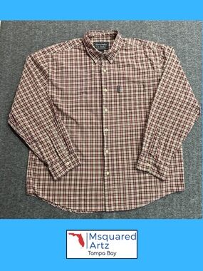 Abercrombie & Fitch Plaid Button Front Shirt Mens XL Red Cream Cotton Y2K XL